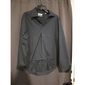 Calvin Klein Slim Fit Gray Dress‎ Shirt, Men's Large 16 32/33, Long Sleeve